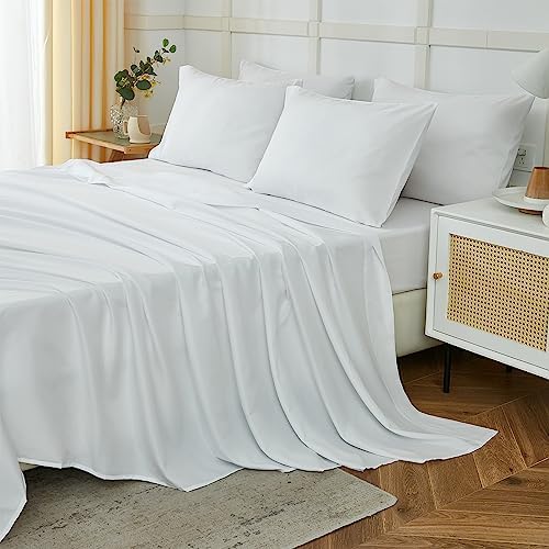 ILAVANDE White King Sheets Set 6 Piece, Hotel Luxury Super Soft 1800 Series by ILAVANDEforYourBedHome