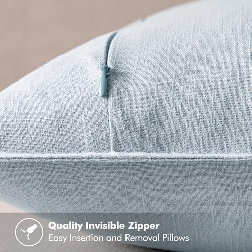 MIULEE Decorative Linen Euro Sham Pillow Covers 24x24 Light Blue - Image 3