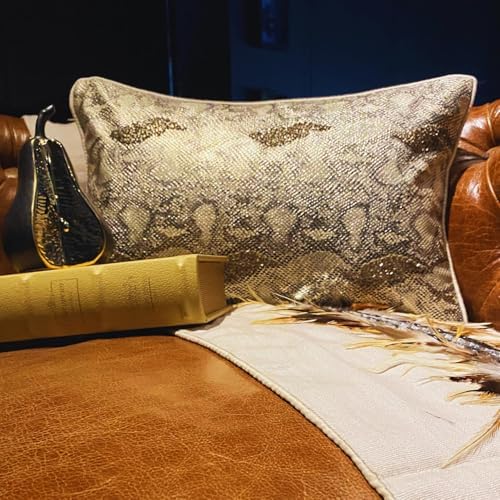The HomeCentric Gold Pack of 2, Faux Leather Beaded Pattern Throw Pillow Cover - Image 3