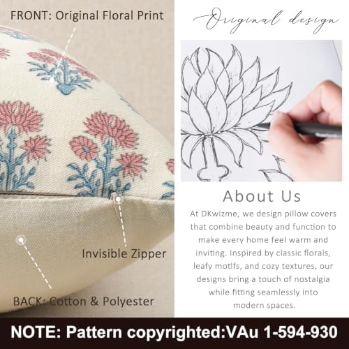 Farmhouse Floral Pillow Covers 18x18 Set of 2, Country Botanical Throw Pillow - Image 3