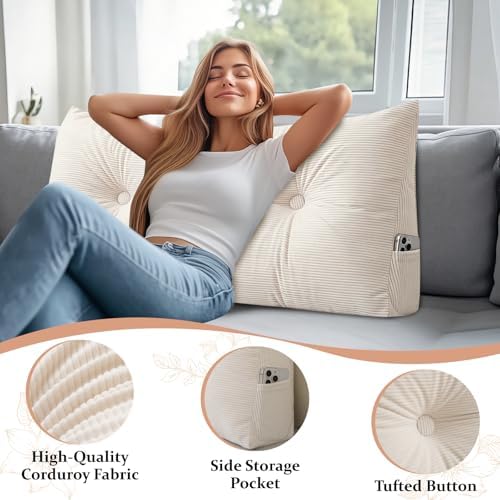 Headboard Wedge Pillow Full Triangular Bolster Pillows - Image 3