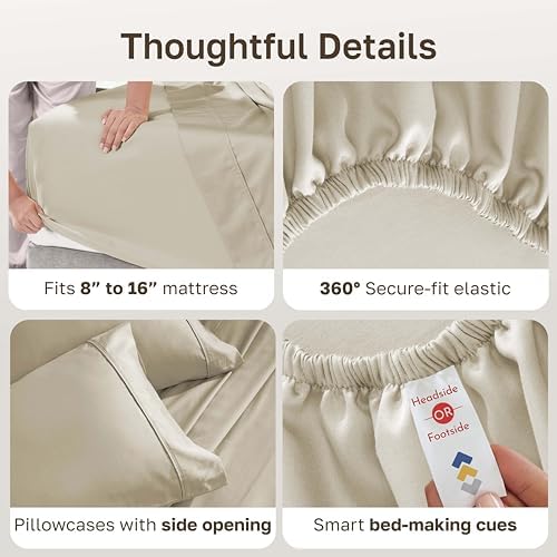 California Design Den 2-Pack 100% Cotton Sateen King Size Bed Sheets Set - Image 4