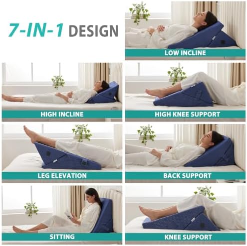 Bedluxe Wedge Pillow for Sleeping, Adjustable 9&12 Inch Foldable Bed Wedge - Image 2