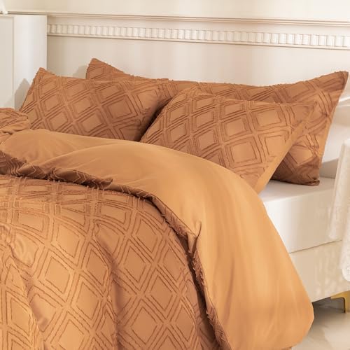 JELLYMONI Rust Grid Tufted Pillowcases Body Size 20" x54" - Image 2