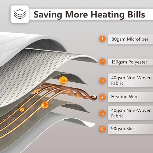 Wapaneus Heated Mattress Pad King Size 10 Heat Settings & Dual Control - Image 6