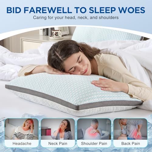 Cooling Pillows King Size Set of 2, Shredded Memory Foam Pillows - Image 5