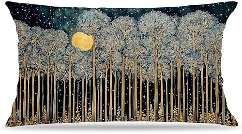Rustic William Morris Inspired Forest Green Moon Pillow Covers 12x20 by Unknown