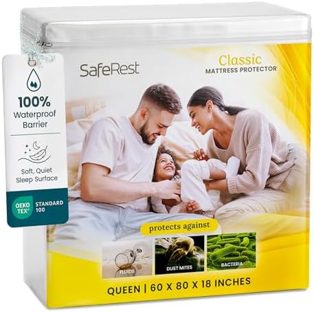 SafeRest Waterproof Mattress Protector Queen Size by SafeRest