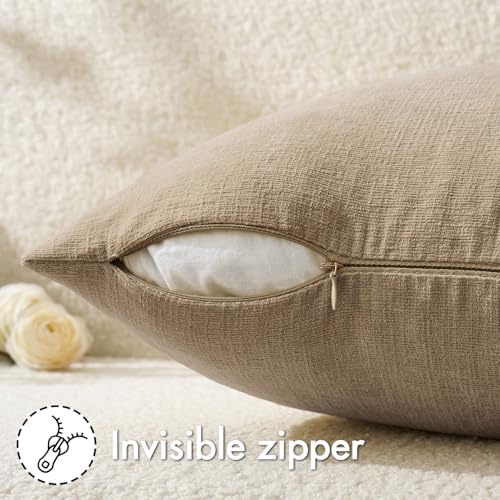 MIULEE Light Brown Chenille Couch Throw Pillow Covers - Image 3