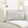 CPC Block Print Sandstone Regal Ruffle Cotton Lumbar Pillow Cover 12x20 inch by COTTONPRINTCLUB