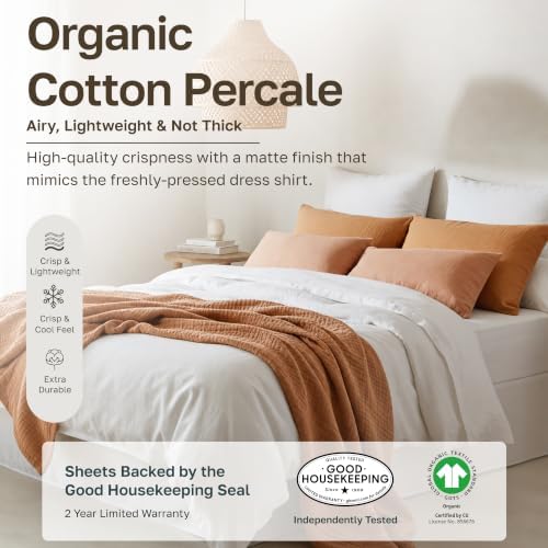 California Design Den 100% Organic Cotton XL Twin Sheets, Sage Green - Image 2