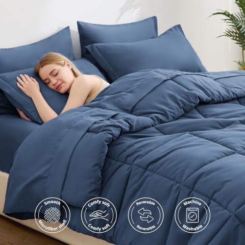 Love's cabin Twin XL Comforter Set Indigo Blue, 5 Pieces Twin XL Bed in a Bag - Image 3