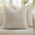 decorUhome Fall Faux Fur Throw Pillow Covers 16x16 Set of 2 Beige White by decorUhome