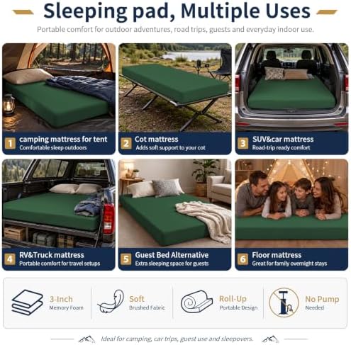 CYMULA Memory Foam Camping Mattress Pad, Sleeping Pad - Image 6