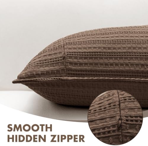 Waffle Pillow Shams Standard Size 20x26 Brown 2 Pack No Insert - Image 6