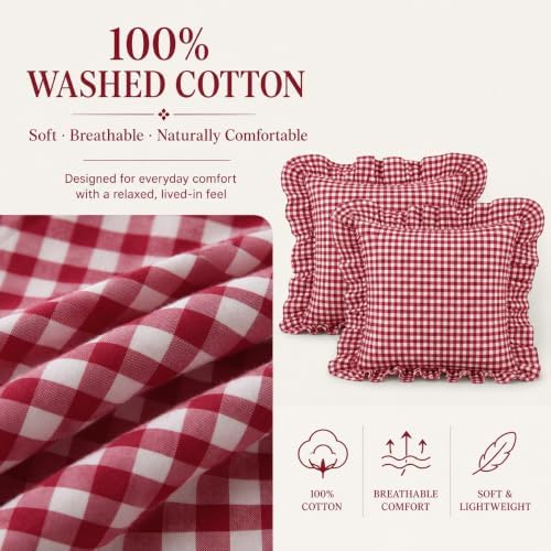 2 Pack 20x20 Red Checkered Throw Pillow Covers - Image 3