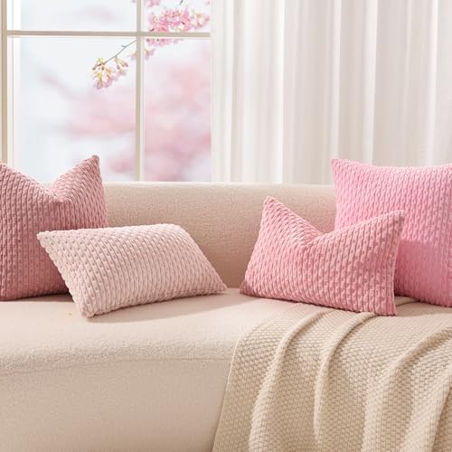 Kevin Textile Soft Corduroy 14"x24" Lumbar Pillow Cover 1 Pack, Dark Pink - Image 7