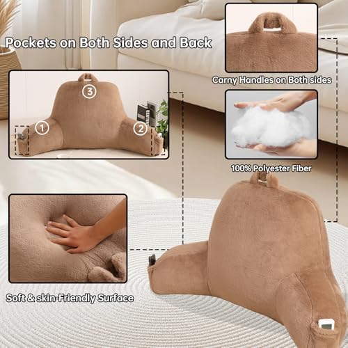 Large Plush Backrest Pillow for Sitting in Bed, Faux Fur - Image 5