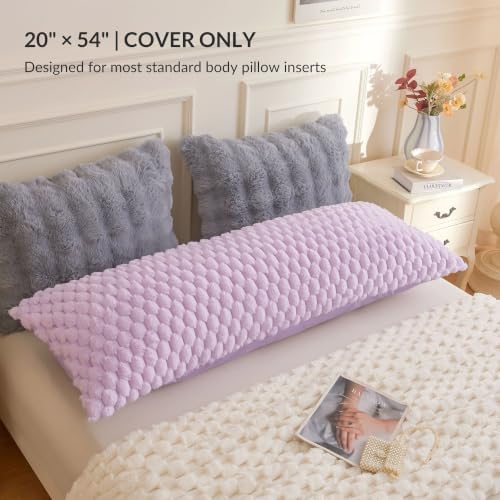 XeGe Luxury Bubble Fluffy Faux Rabbit Fur Body Pillow Cover 20x54 - Image 3