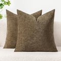 MIULEE Soft Chenille Fall Throw Pillow Covers Coffee 16x16 Inch Pack of 2 by MIULEE