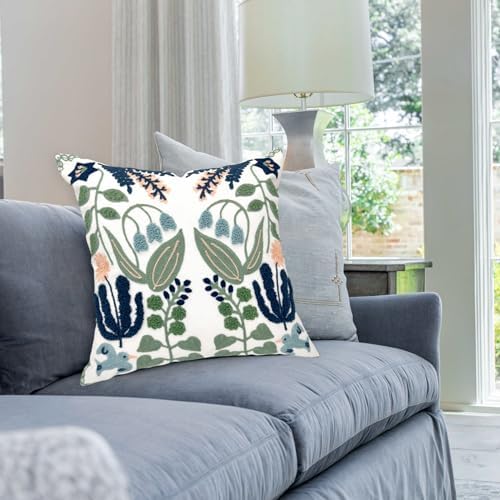 Alysheer Floral Embroidered Throw Pillow Cover 20"x 20" Set of 2 Blue Green - Image 7