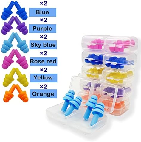 Silicone Ear Plugs for Sleeping, 12 Pairs Reusable Earplugs Noise Reduction Ear - Image 2