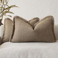 Foindtower Set of 2 Decorative Linen Check Fringe Throw Pillow Covers Farmhouse by Foindtower