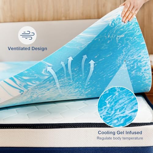 3 Inch Queen Size Memory Foam Mattress Topper, Cooling Gel Infusion Bed Topper - Image 5