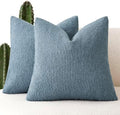 Foindtower Decorative Textured Boucle Throw Pillow Covers 26x26 Misty Blue by Foindtower