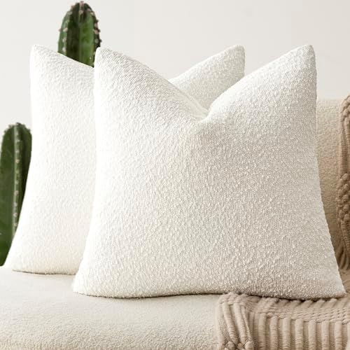Foindtower Decorative Textured Boucle Throw Pillow Covers 26x26 Inch by Foindtower