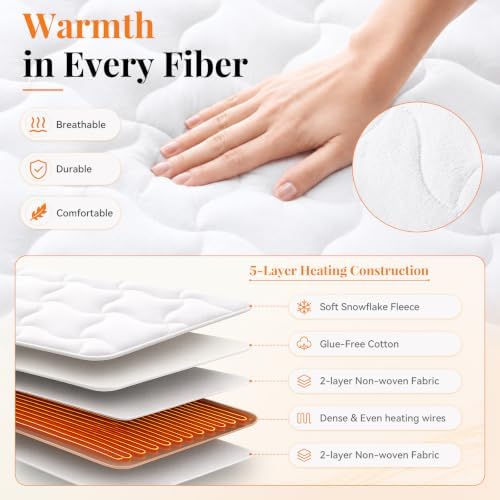 Heated Mattress Pad Queen Size, Coral Fleece Electric Mattress Pad Cover - Image 4