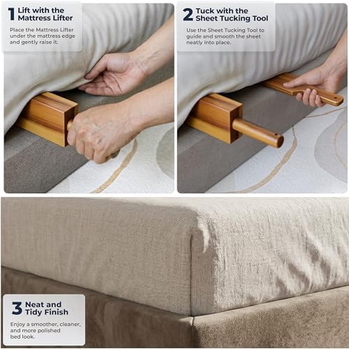 Acacia Wood Mattress Lifter & Bed Sheet Tucker Tool Set - Image 6