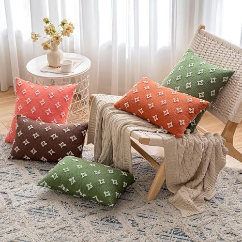 MIULEE Set of 2 Decorative Throw Pillow Covers Rhombic Jacquard Pillowcase Fall - Image 4