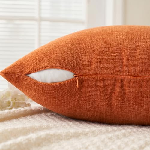 MIULEE Fall Orange Chenille Couch Euro Throw Pillow Covers - Image 3