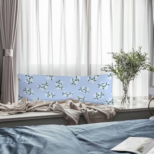 Blue Hydrangea Chinoiserie Body Pillow Covers 20x54, Grandmillennial Home Decor - Image 5