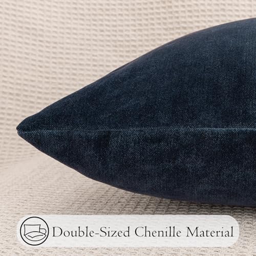 JoraLion Chenille Lumbar Pillow Covers 14x24 inch Dark Blue - Image 6