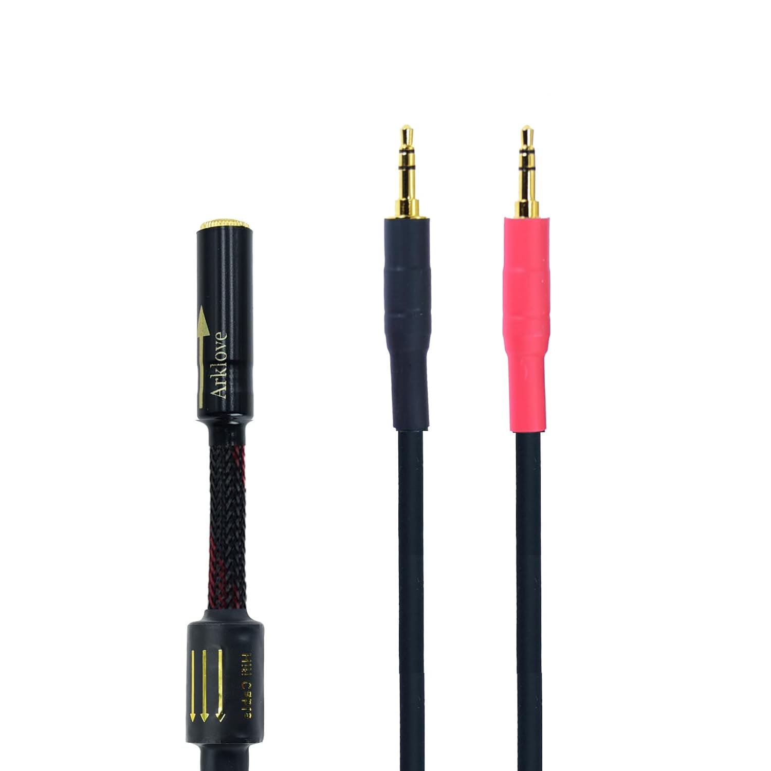 Arklove 2ft Shielded 1/8" aux Input 3.5mm Female to 2X 3.5 Output Splitter Stereo Audio Video Cable Out 3.5 Male to Two 3.5 Male in Dual Speaker Cord 24k Gold Plated