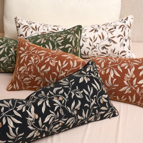 Alerfa Green Floral Throw Pillow Cover 14 x 36 Inch Rectange Luxury Decorative - Image 4