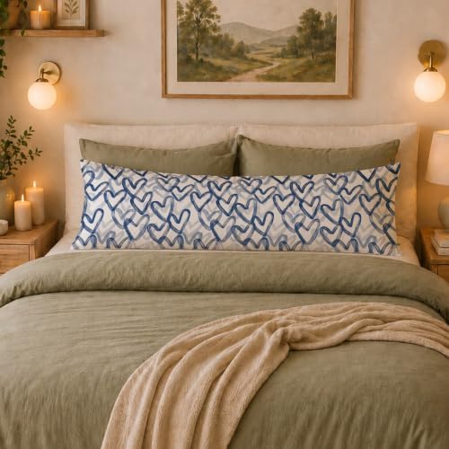Navy Blue Heart Y2K Body Pillow Cover 20x54 - Image 3