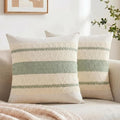 Fancy Homi Set of 2 Sage Green Boho Small Decorative Throw Pillow Covers 14x14 by Fancy+Homi