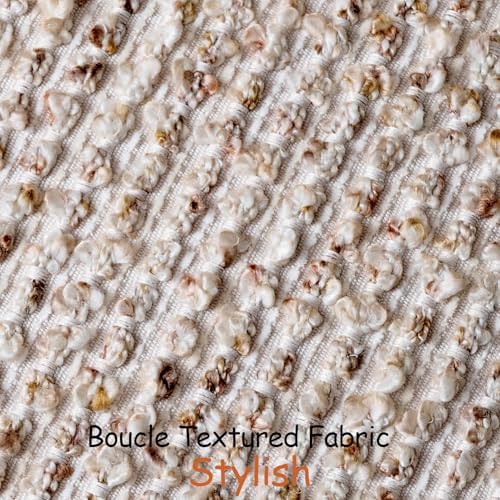 DEZENE 18x18 Beige Throw Pillow Cover Textured Boucle Striped Chic Morden Boho - Image 2