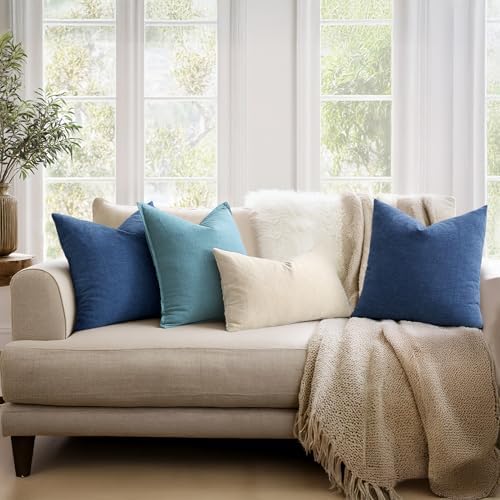 MIULEE Navy Blue Chenille Couch Throw Pillow Covers - Image 3
