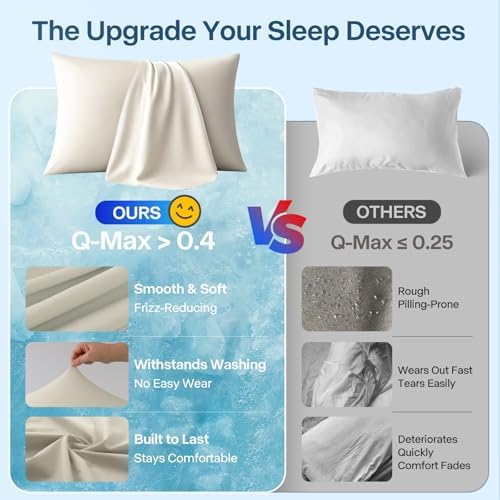 Luxury Cooling Pillowcases Queen Size 2 Pack, Q-Max>0.4 Cool Touch - Image 5