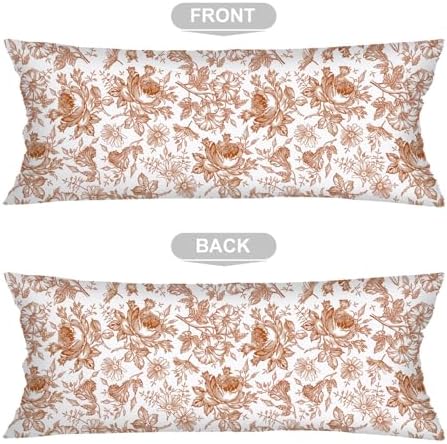 Orange and White Porcelain Floral Lumbar Pillow Cover 14x36 Long Body Pillow - Image 5