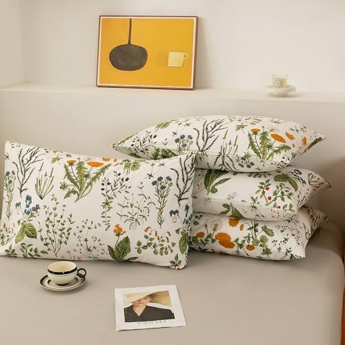 ECOCOTT 100% Cotton Pillowcases Standard Size, Floral Print Pattern Pillow - Image 3