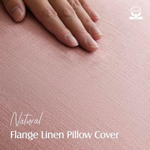 Foindtower Linen Solid Decorative Throw Pillow Covers 18x18 Inch Rose Pink - Image 2