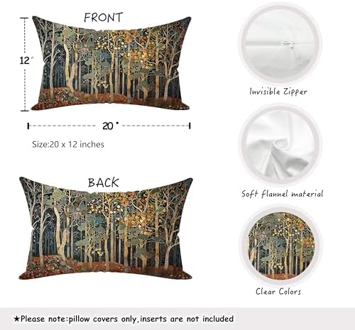 Rustic Autumn Forest Pillow Covers 12x20 Double-Sided, Fall Home Room Decor - Image 2