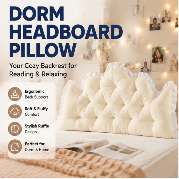 College Dorm Bed Bolster Pillow Long Reading Rectangular Headboard Pillow - Image 2