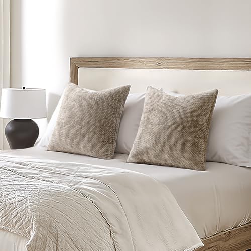 MIULEE Decorative Couch Throw Pillow Covers 22x22 Inch Neutral Khaki 2 Pack - Image 3