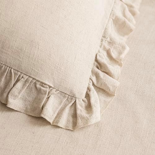 Foindtower Set of 2 Decorative Soild Fringe Ruffle Throw Pillow Covers Soft - Image 2